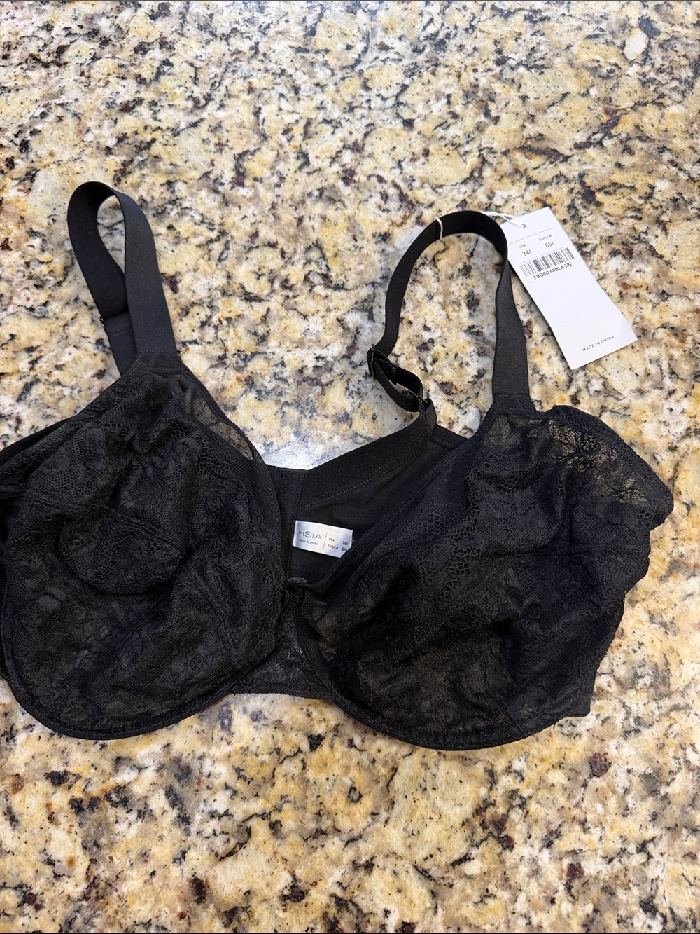 Black Lace Underwire Bra with Supportive Full Cups